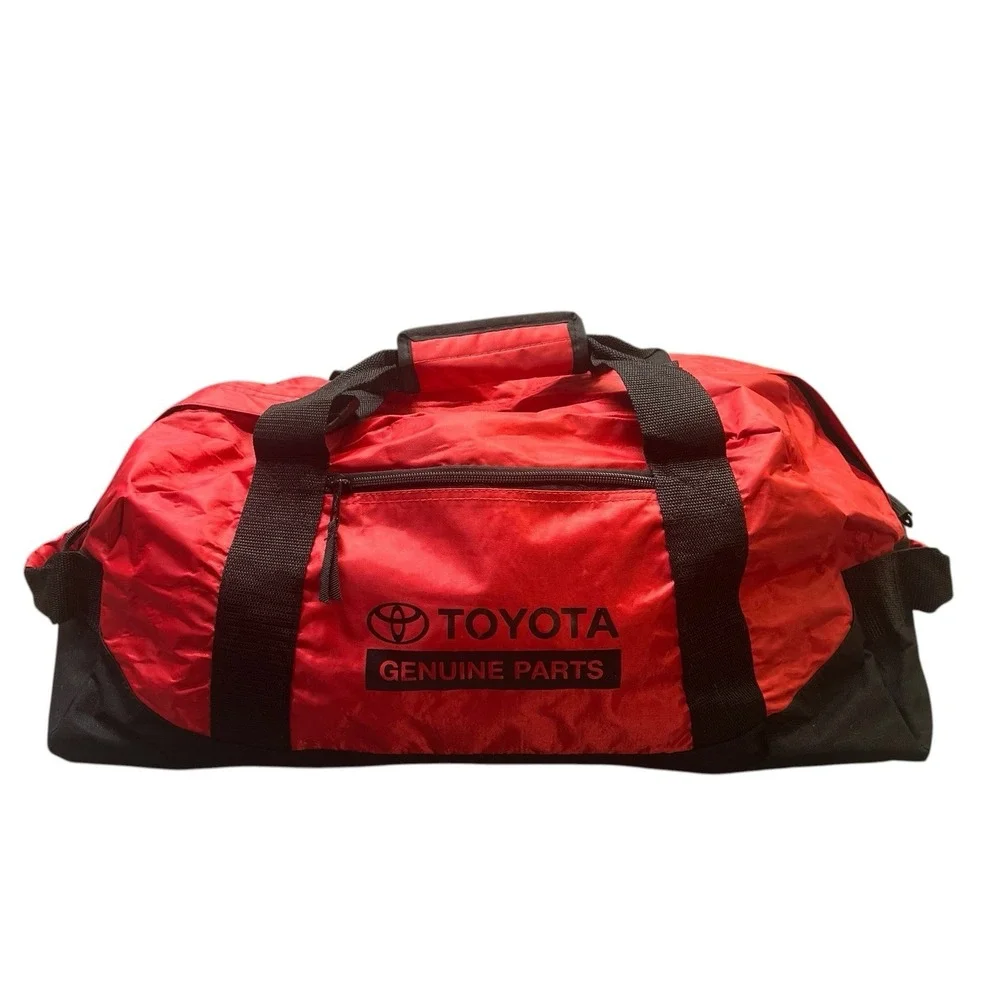 Vintage Toyota Genuine Parts Duffel Bag Red Travel Gym Shoulder Weekend OEM TRD